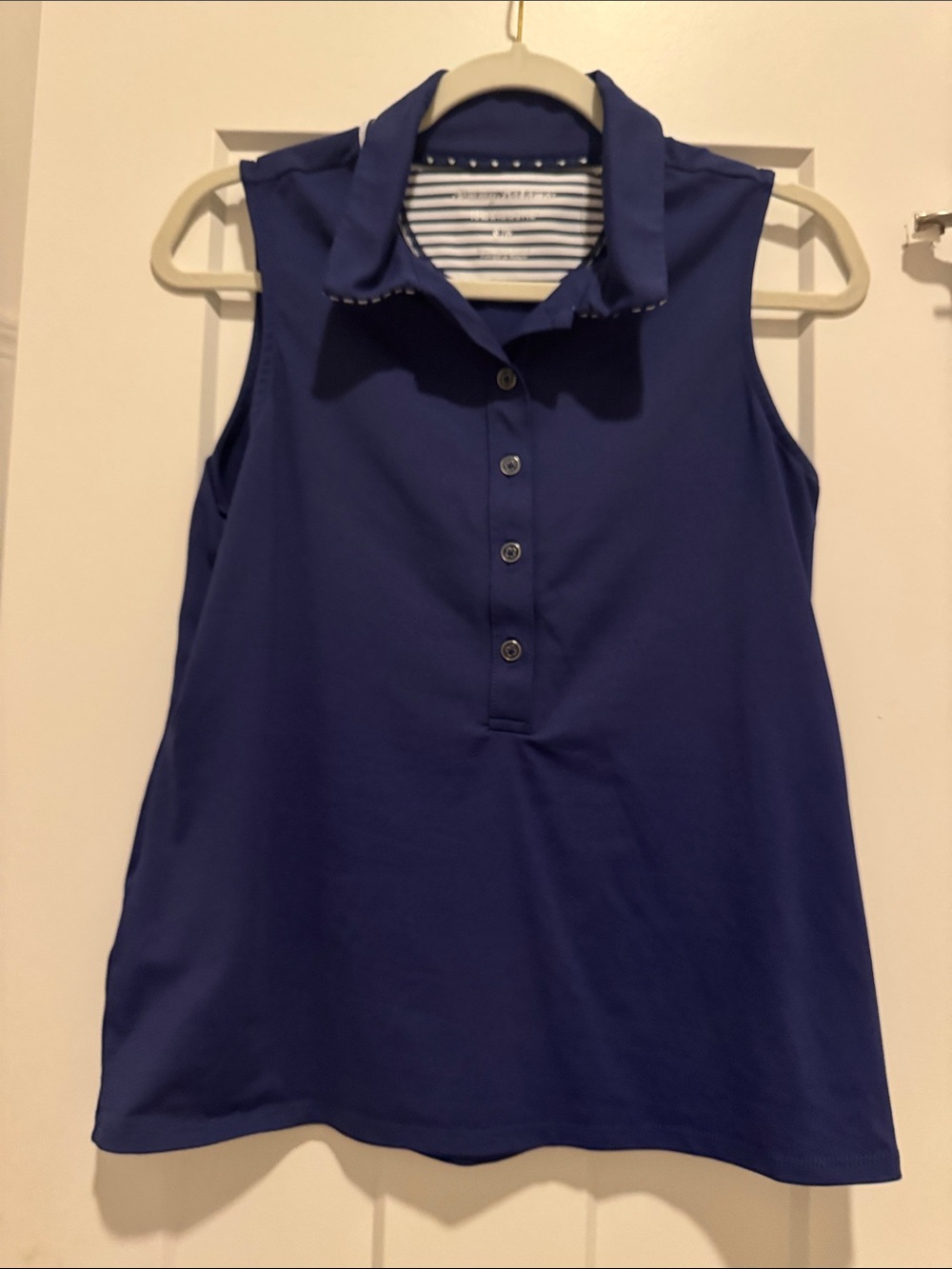 Sleeveless Polo Top - Navy Blue